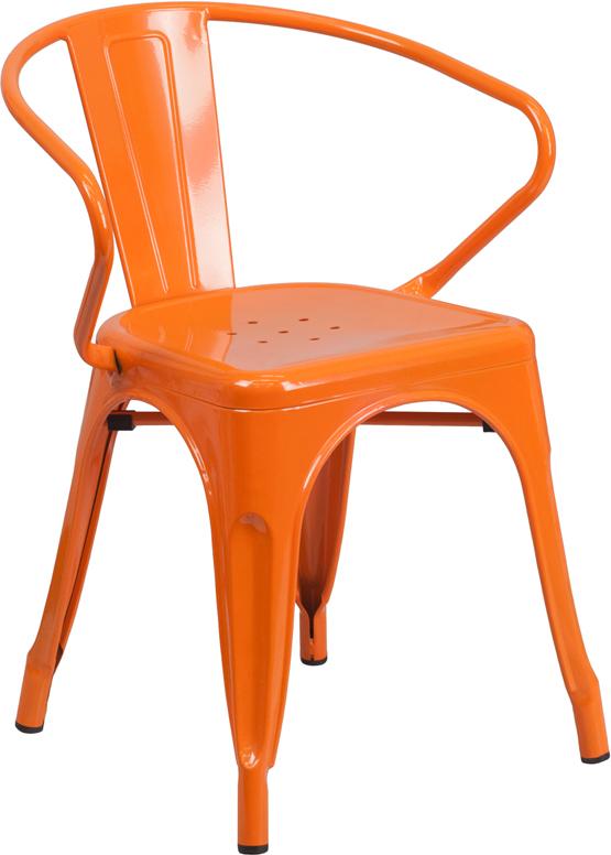 Flash Furniture Orange Metal Indoor-Outdoor Chair with Arms – CH-31270-OR-GG Fashion