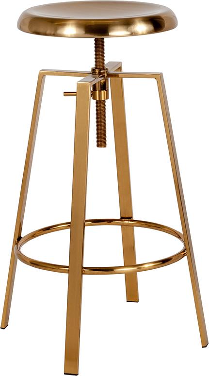 Flash Furniture Toledo Industrial Style Barstool with Swivel Lift Adjustable Height Seat in Gold Finish – CH-181070-26S-GLD-GG Hot on Sale