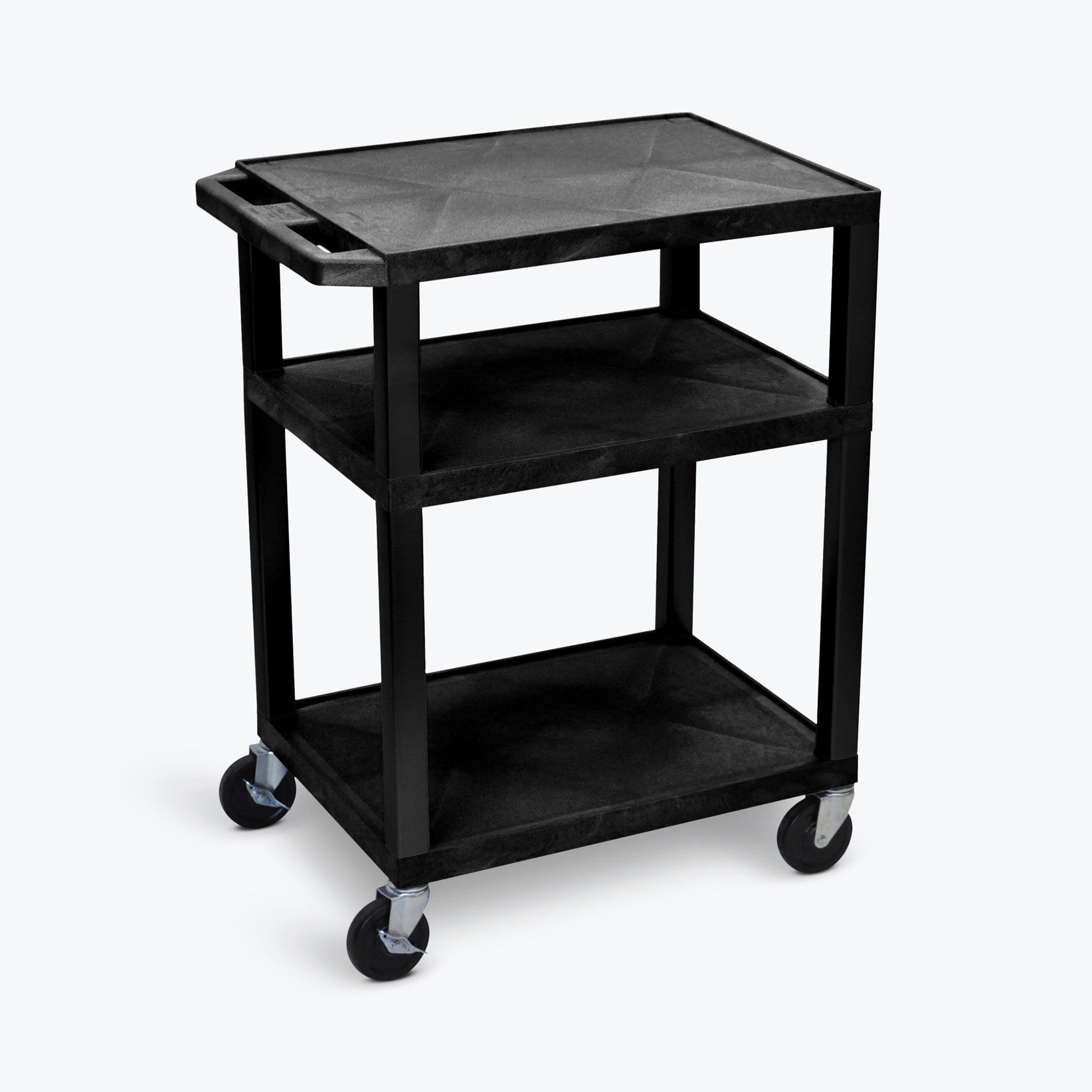 Luxor 34″ 3-Shelf Tuffy AV Cart, Black Legs (Black Shelves) – WT34 Online Sale