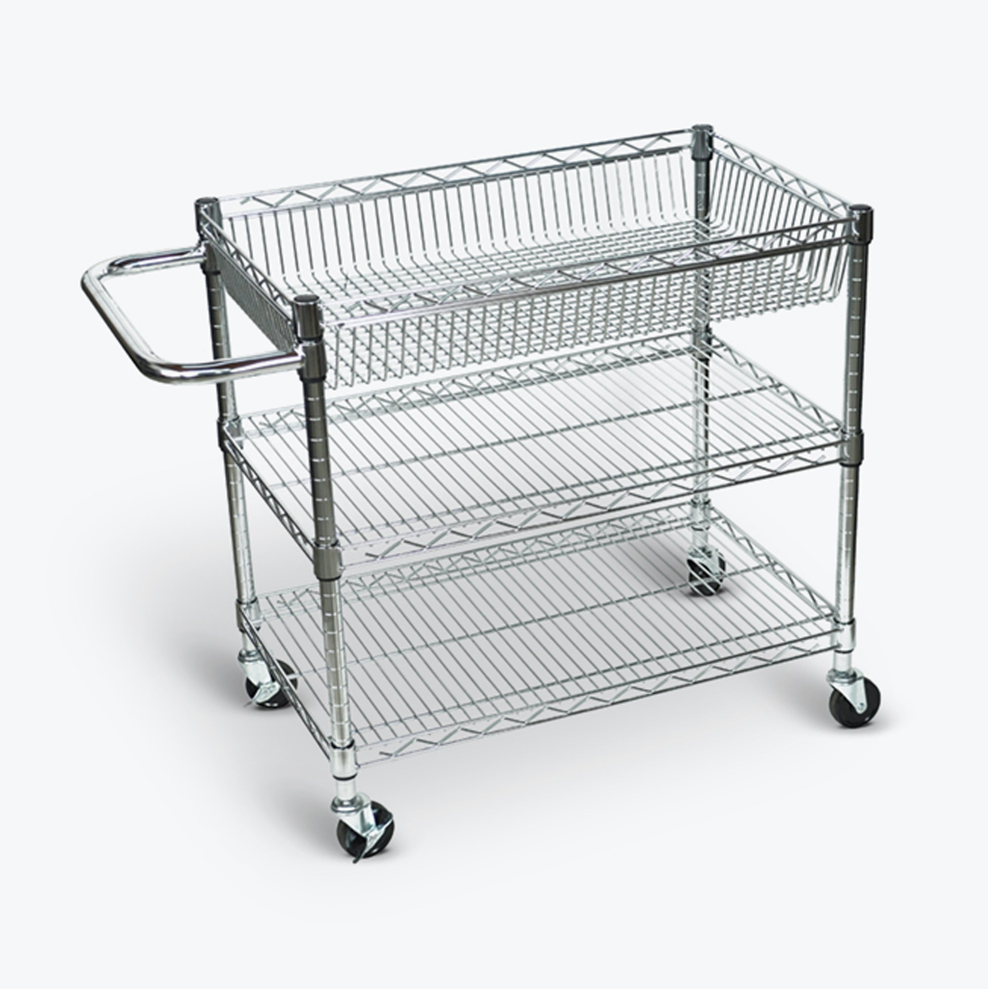 Luxor 3-Tub Shelf Chrome Wire Cart 30″W x 18″D x 30″H (Silver) – LICWT2918 Online now