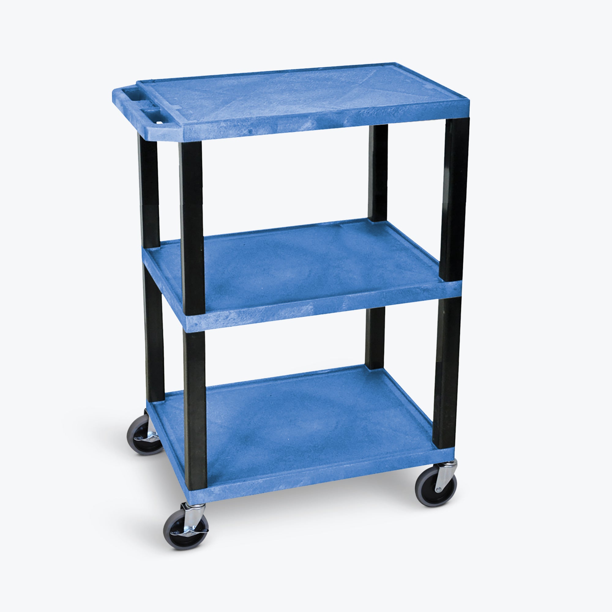 Luxor 34″ 3-Shelf Tuffy Specialty Utility Cart, Black Legs (Blue Shelves) – WT34BUS Online Sale