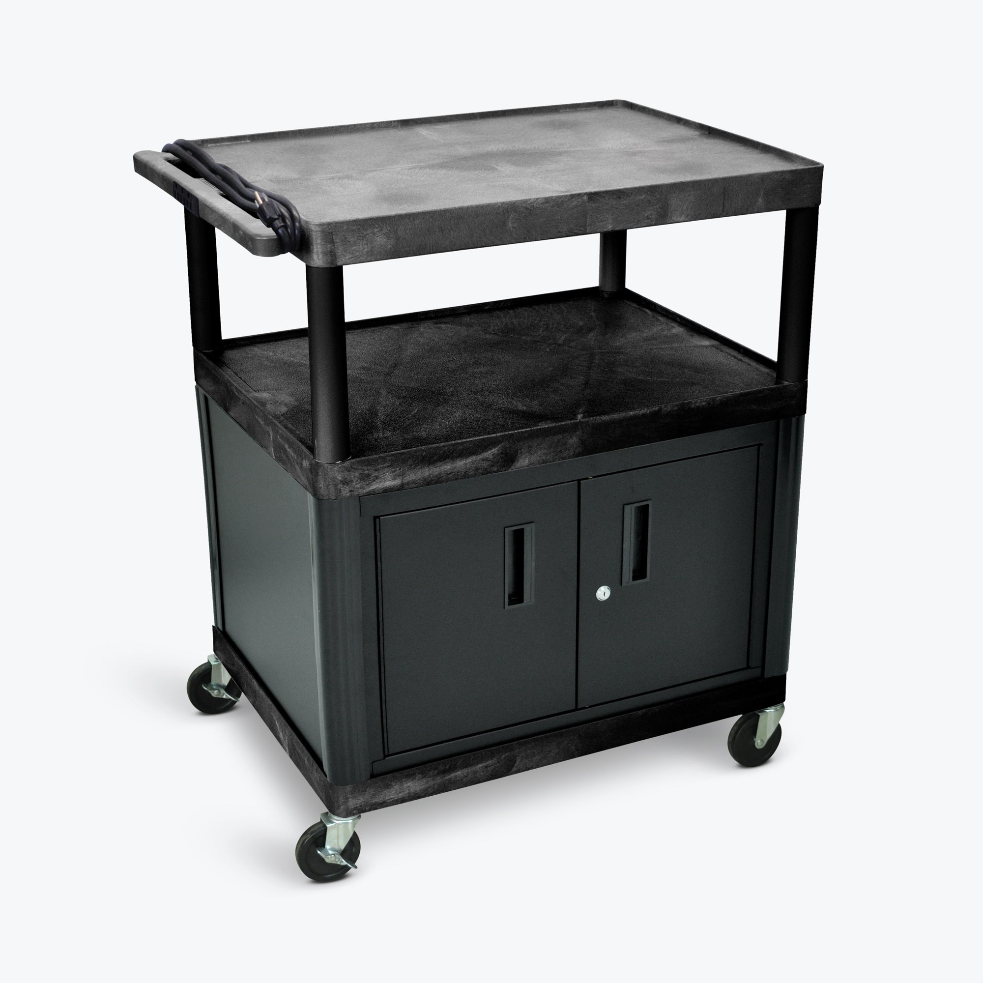 Luxor 40″H Endura 3-Shelf Presentation Cart w/ Cabinet 32″W x 24″D x 40.25″H (Black) – LP40CE-B Sale
