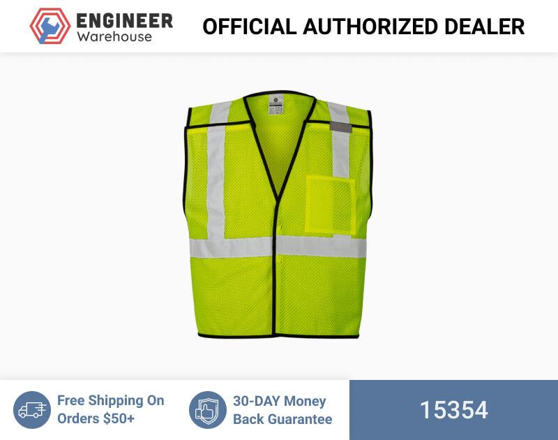 ML Kishigo Breakaway Vests Single Pocket Breakaway Vest- Economy – 4XLarge-5XLarge –  Lime – 15354 Supply