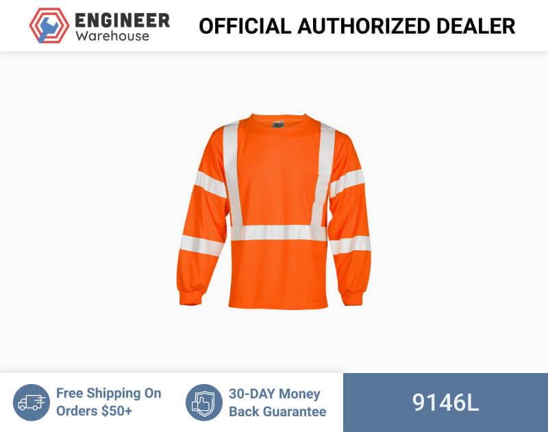 ML Kishigo Class 2 & Class 3 T-Shirts Long Sleeve Class 3 T-Shirt – Economy – Large –  Orange – 9146L Online Sale