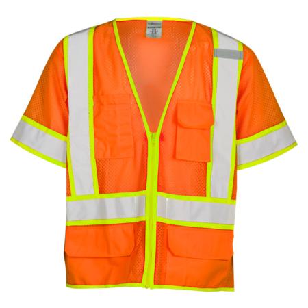 ML Kishigo Class 3 6-Pocket Contrast Mesh Vest 3XLarge (Orange) – 12433 Sale