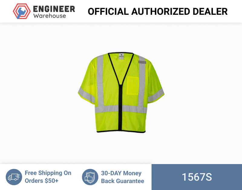 ML Kishigo Class 3 Vests Single Pocket Zipper Vest- Economy – Small-Medium –  Lime – 1567S on Sale