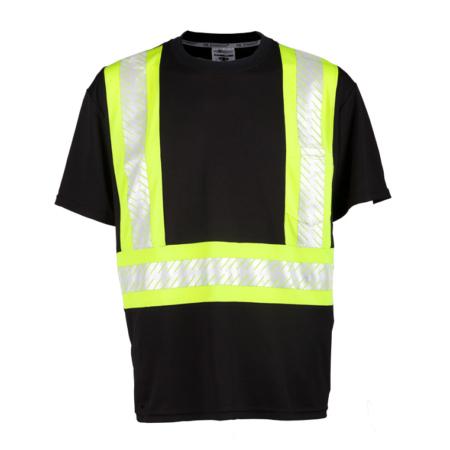 ML Kishigo Enhanced Visibility Vests Enhanced Visibility Contrast T-shirt  – 4XLarge –  Black/ Lime – B2004 Supply