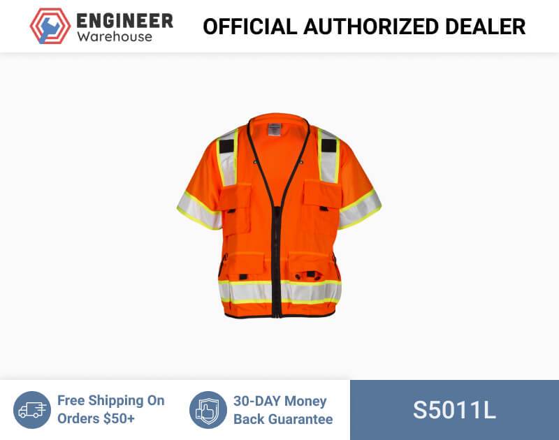 ML Kishigo Surveyor Vests Professional Surveyors Vest – Class 3 – Large –  Orange – S5011L Online now