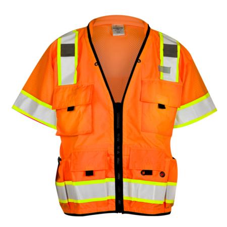 ML Kishigo Surveyor Vests Professional Surveyors Vest – Class 3 – 3XLarge –  Orange – S50113 Discount
