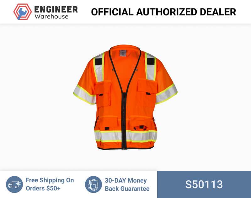 ML Kishigo Surveyor Vests Professional Surveyors Vest – Class 3 – 3XLarge –  Orange – S50113 Discount