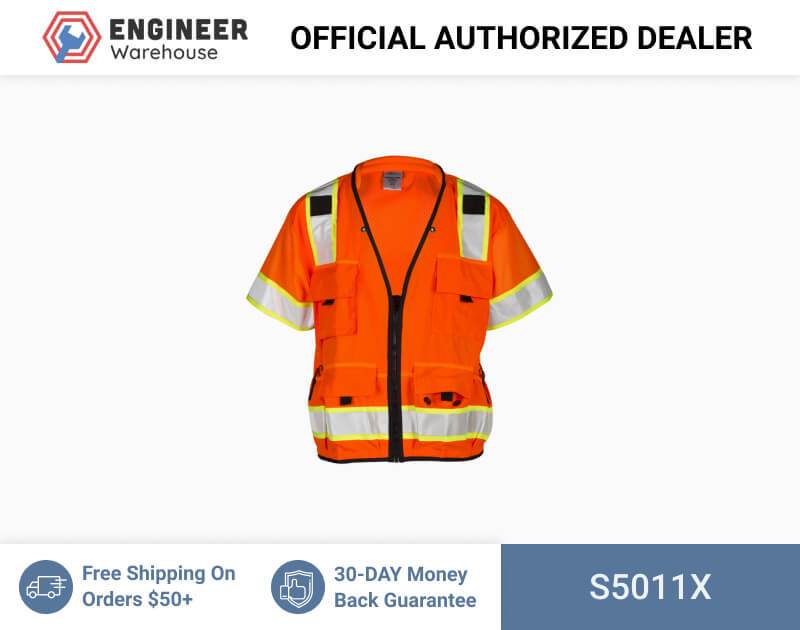 ML Kishigo Surveyor Vests Professional Surveyors Vest – Class 3 – XLarge –  Orange – S5011X on Sale