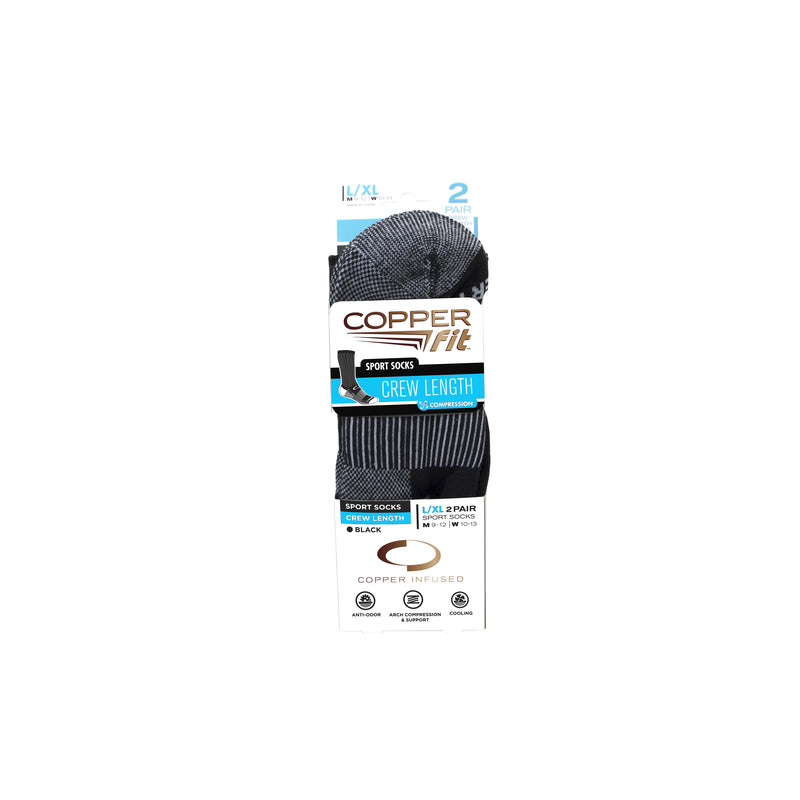 CREW SOCKS BLK L/XL 2PR Online