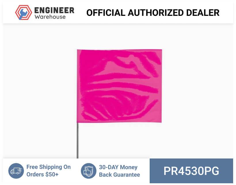 Presco 4″ x 5″ Marking Flag with 30″ Wire Staff (Pink Glo) – Pack of 1000 – 4530PG Supply