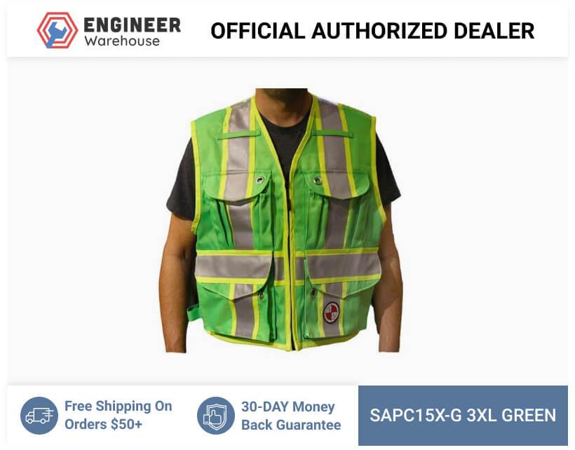 Safety Apparel Party Chief Survey Vest Class 3XL (Green) – PC15X-G 3XL GREEN on Sale