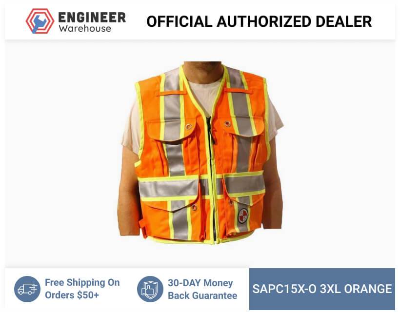 Safety Apparel Party Chief Survey Vest Class Large (Orange) – PC15X-O LARGE ORANGE Online Hot Sale