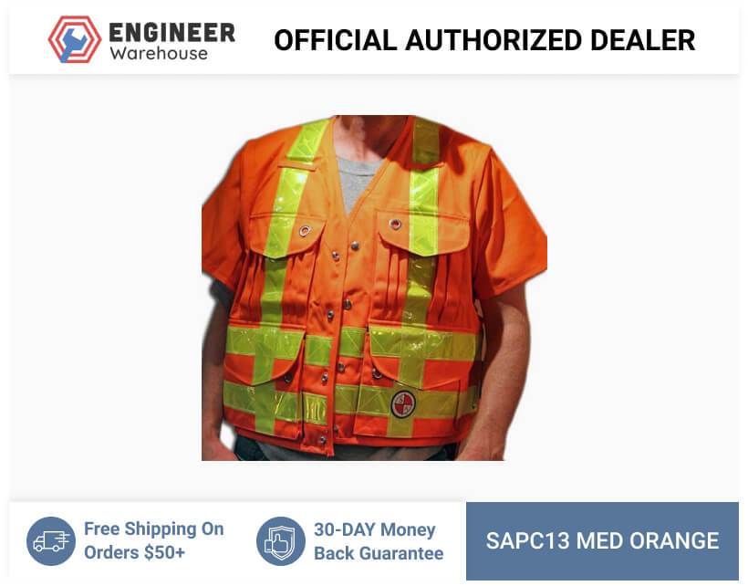 Safety Apparel Party Chief Heavy-Duty Survey Vest Class Medium (Orange) – PC13 MED ORANGE Hot on Sale