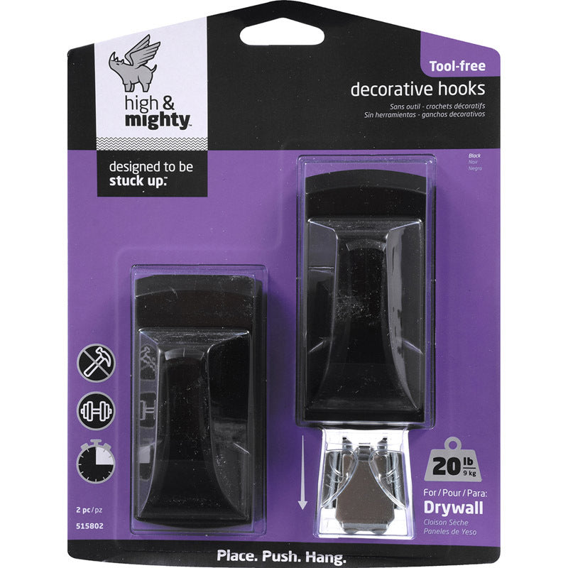 DEC HOOK REC BLK 2PK Fashion