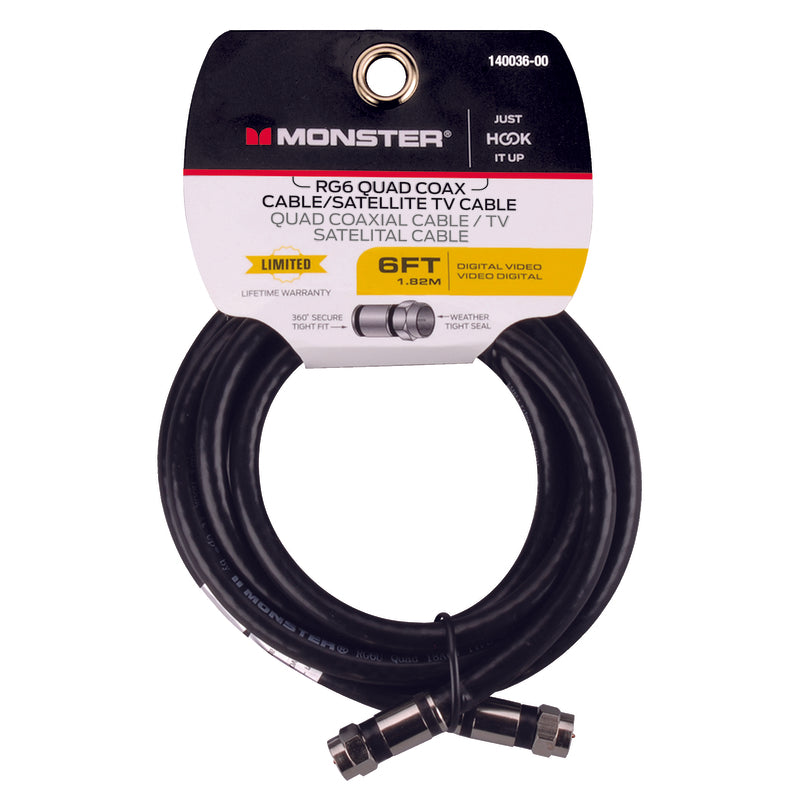 CABLE RG6 QUAD 6′ BLACK Online Hot Sale